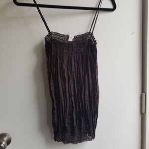 Chocolate brown sheer S cami/blouse with metallic